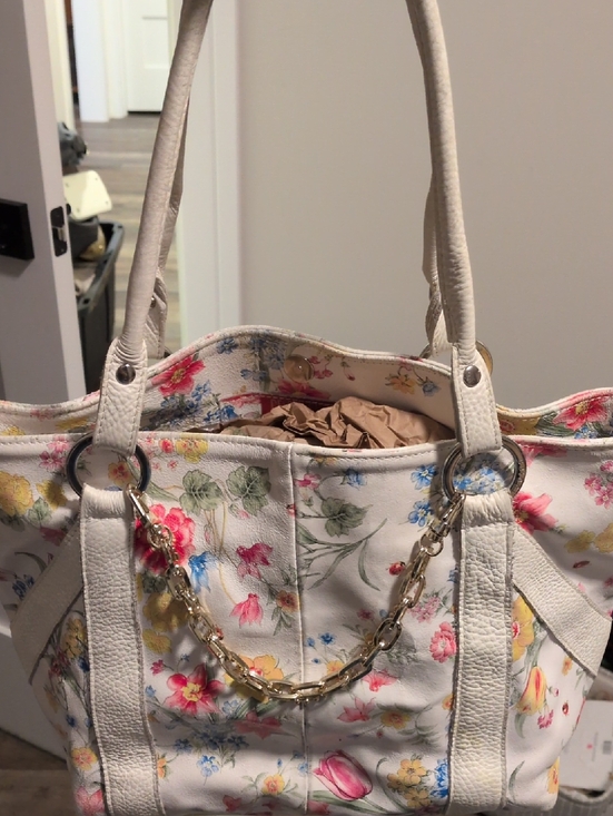 piero cecconi Handbags - Cecconi Peiro Cream Floral & Ladybug  Leather Shoulder Bag